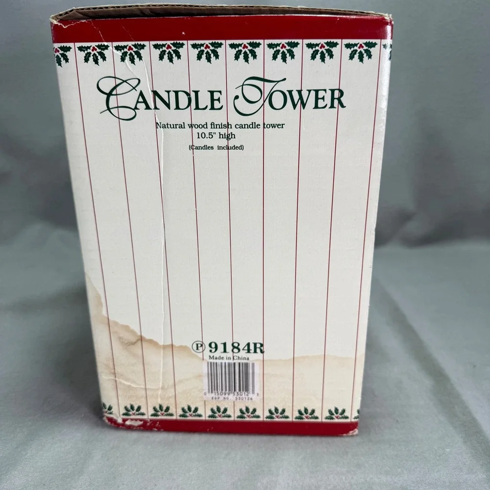 Holly Tree Nativity Carousel Single Tier Candle Tower Vintage Christmas Decor